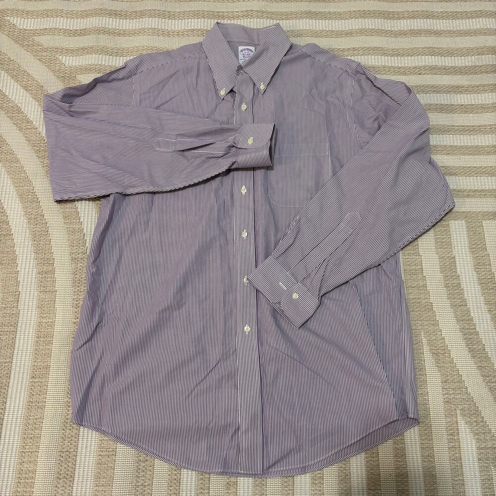 Brooks Brothers Men's Collared Button Down Purple Striped 16-35 Classic Original